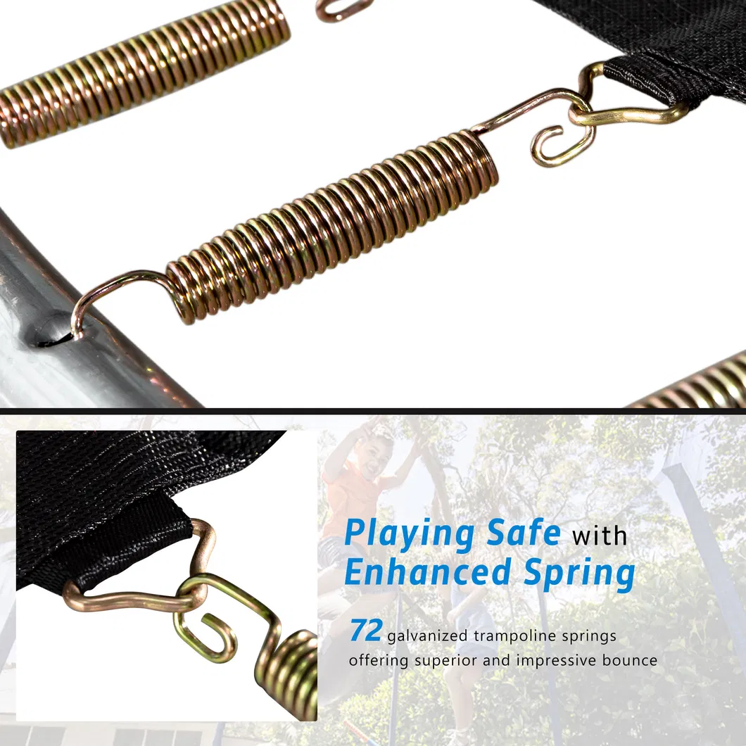 12FT Trampoline with Safety Enclosure Net Ladder and 8 Wind Stakes Round Indoor Recreational Trampoline