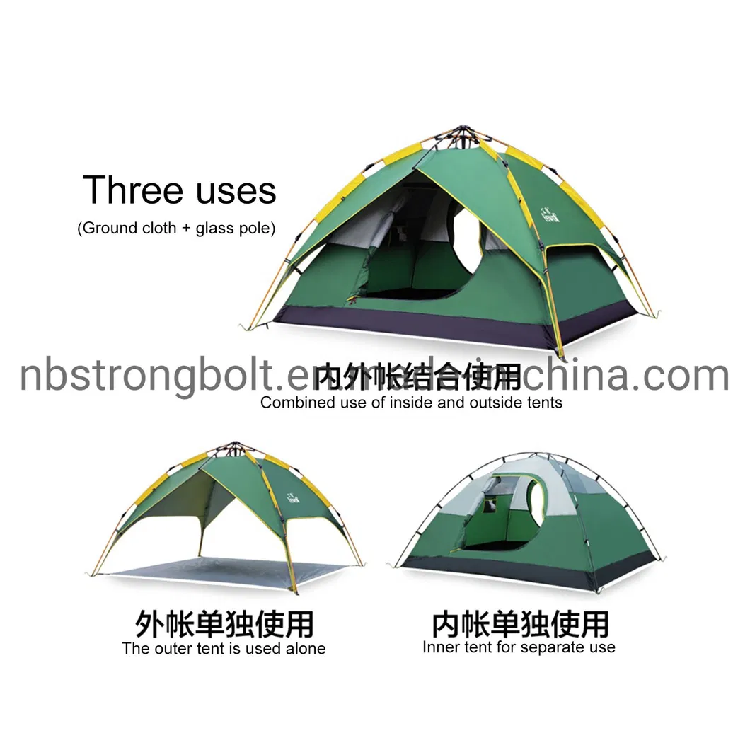 3-4 People Sunscreen Silver Glass Rod Hydraulic, Dual-Purpose, Three Use Tent