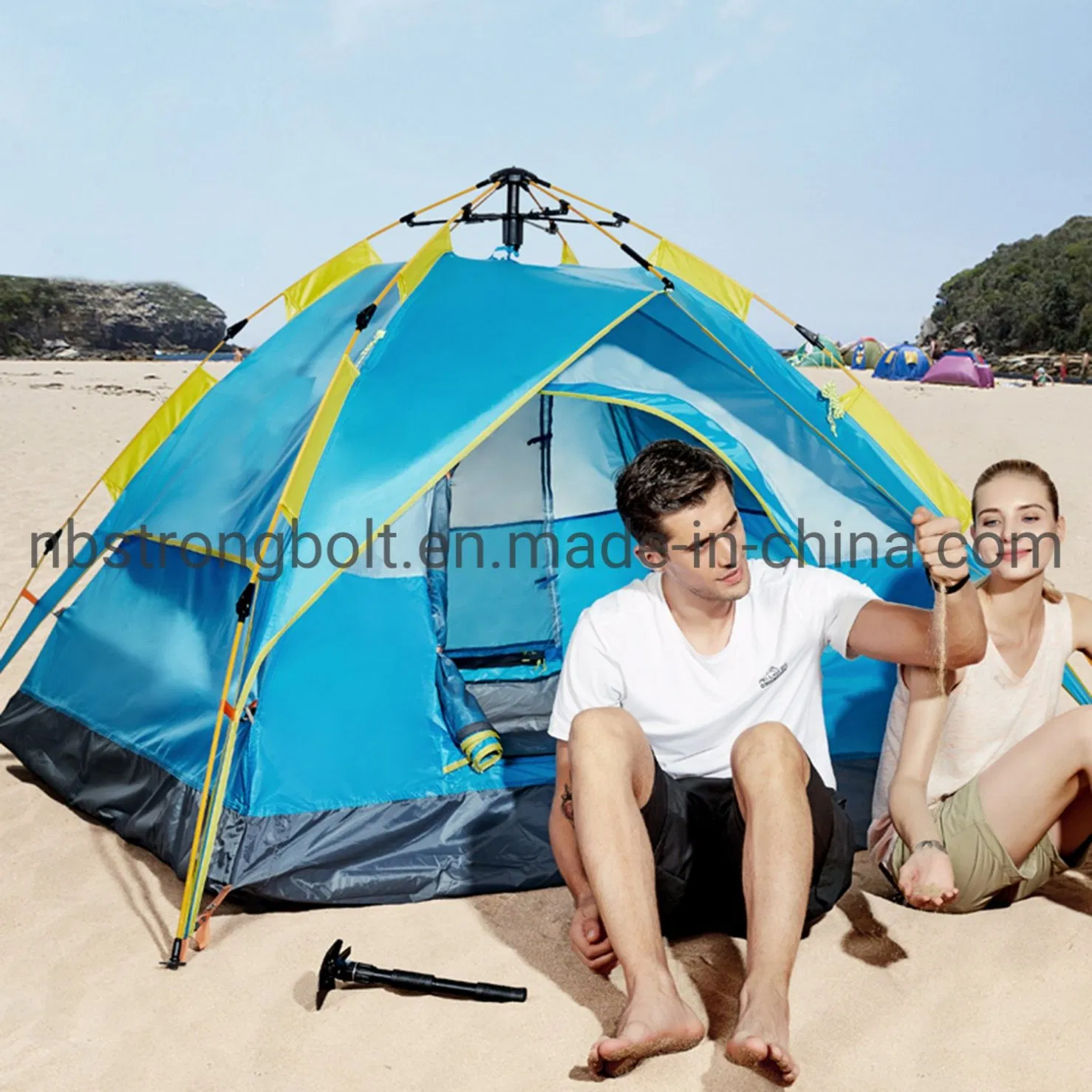 3-4 People Sunscreen Silver Glass Rod Hydraulic, Dual-Purpose, Three Use Tent