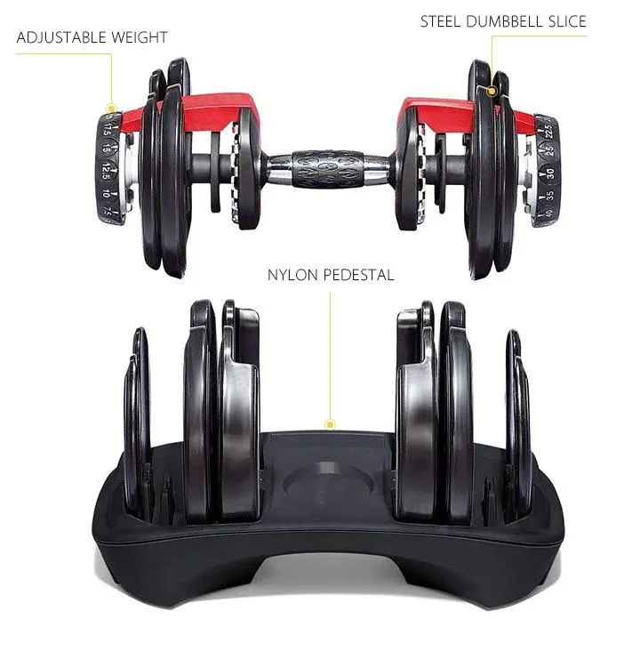 Ad-17 Home Gym Sports Equipment Rubber Coating Adjustable Weight Set/52.5 Lb Adjustable Dumbbell Set