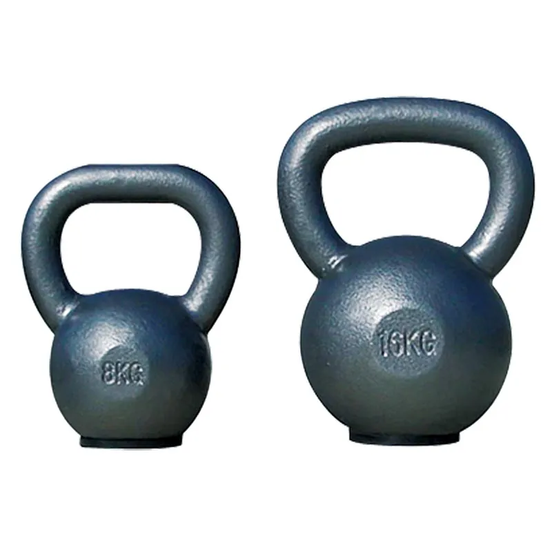 Black Cast Iron Painted Kettlebell with Rubber Base