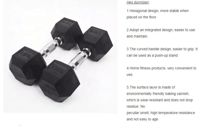 Comfortable Grip Rubber Coated Cast Iron Hex Dumbbells Pounds Sets of Hex Dumbbells