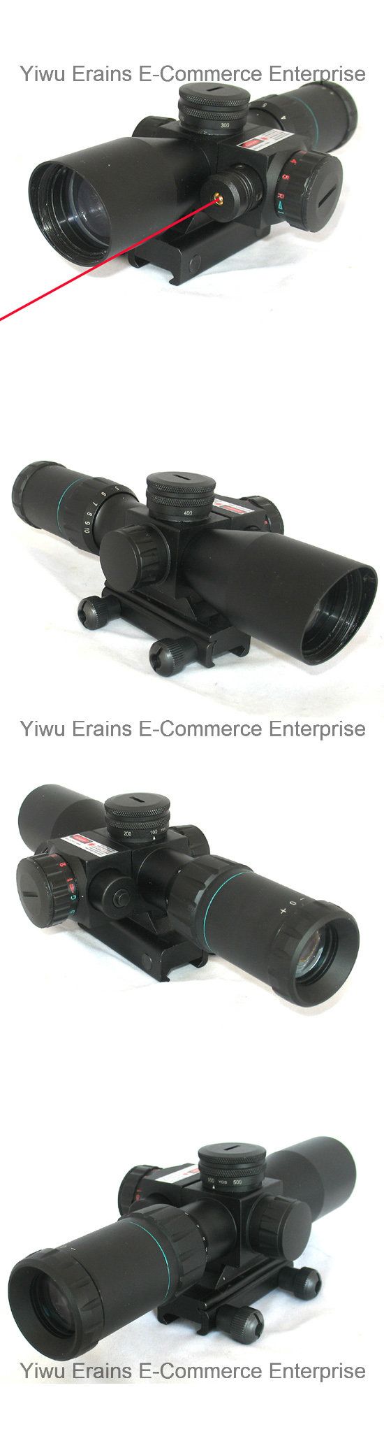 Compact 2.5-10X32 Rifle Scope Red Green Mil-DOT Reticle with Side Attached Red Laser Sight Combo (FDA certified)