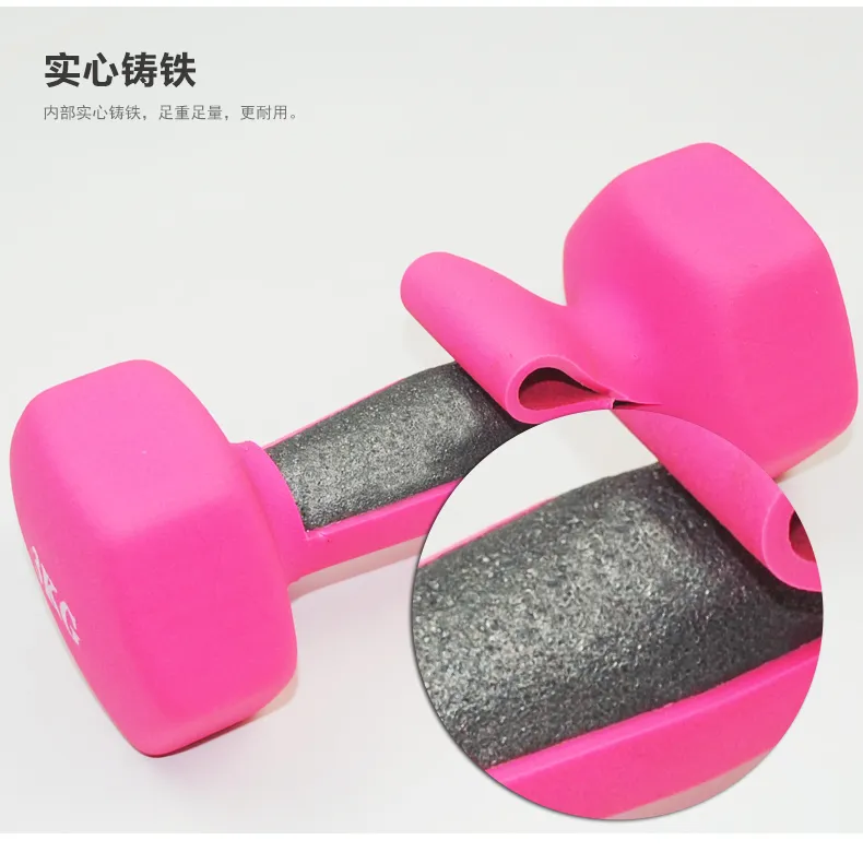 Custom Logo Gym Equipment Weight Lifting Neoprene Coated Rubber Hex Dumbbell for Women