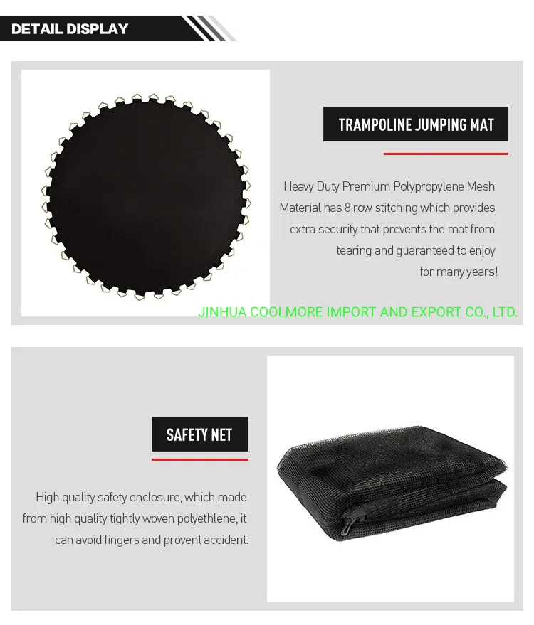 Eco Trampoline -6/8/10/12/14/15FT Trampoline with Short-Pole Net Enclosure