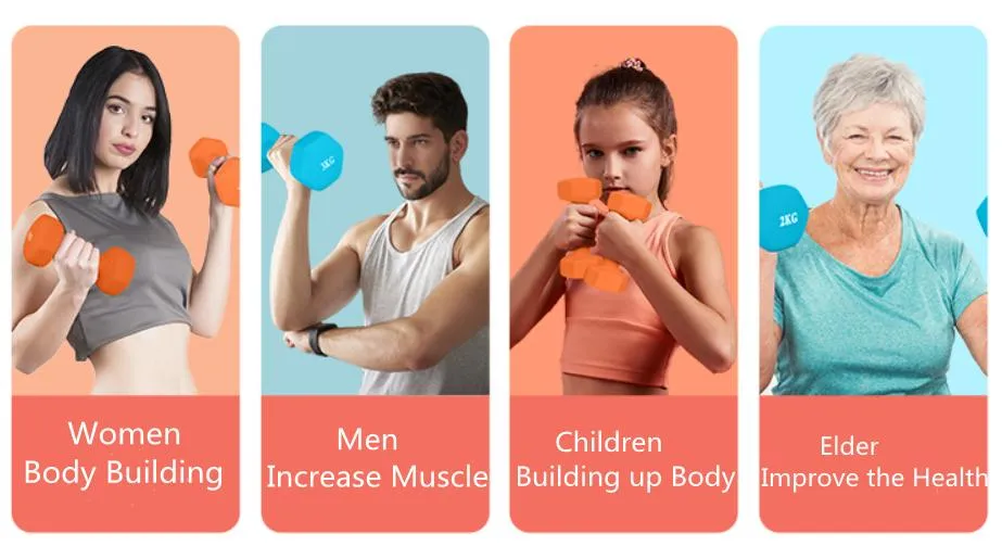 Factory Custom Logo Vinyl PVC Neoprene Dipping Cart Iron Dumbbell Gym Dumbbells Set for Sale