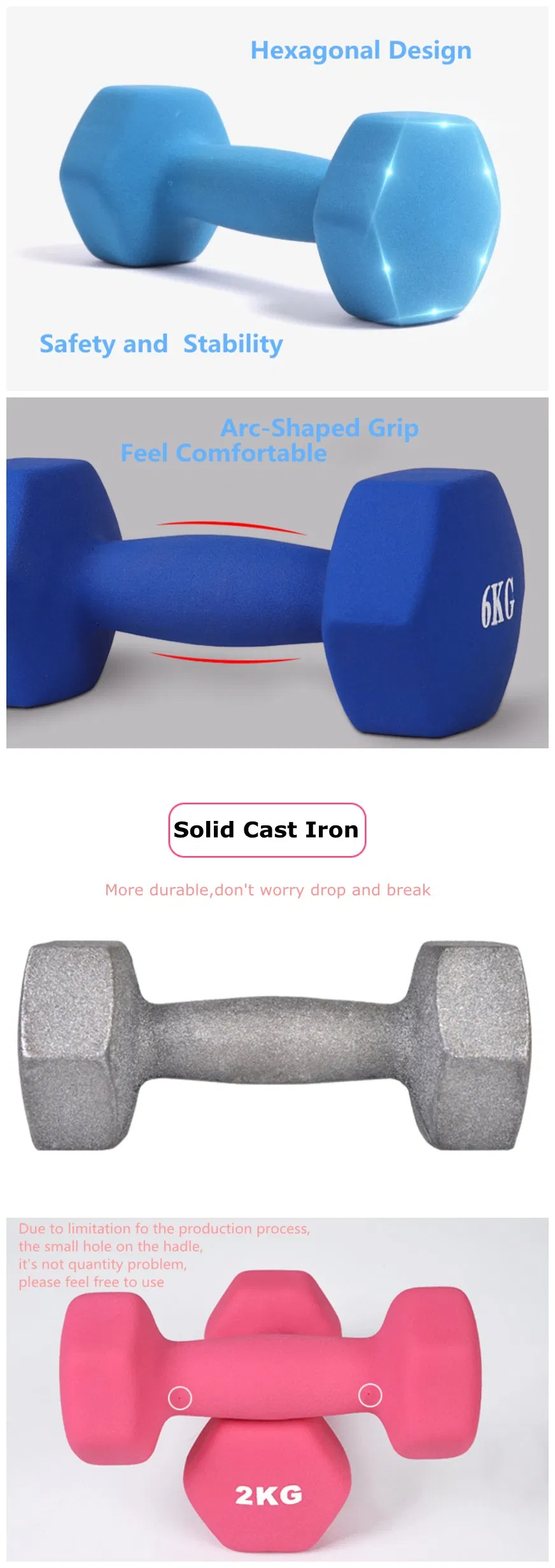 Factory Custom Logo Vinyl PVC Neoprene Dipping Cart Iron Dumbbell Gym Dumbbells Set for Sale