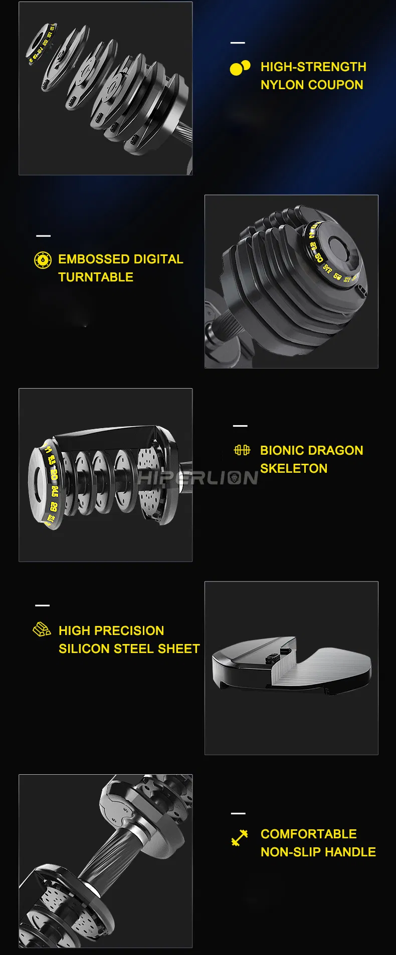 Fitness Equipments Dial 50kg Pound Pair Adjustable Dumbbells with Rack