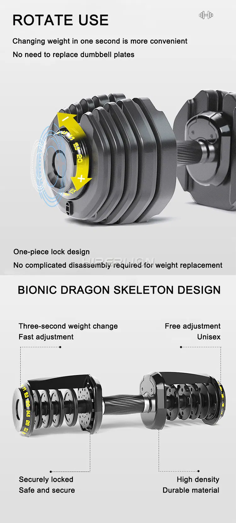 Fitness Equipments Dial 50kg Pound Pair Adjustable Dumbbells with Rack