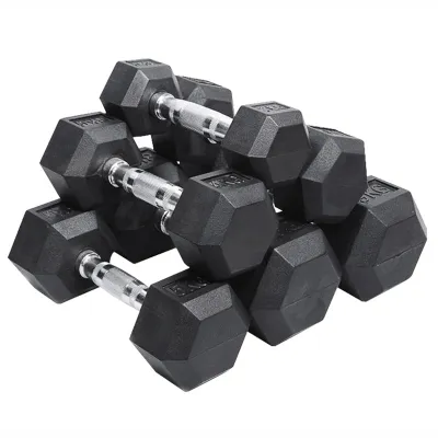 Fjjw Fitness Gym 5lbs 10lbs 15lbs 20lbs 25lbs 30lbs 35lbs 40lbs Rubber Hex Dumbbell Set