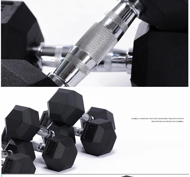 Fjjw Fitness Gym 5lbs 10lbs 15lbs 20lbs 25lbs 30lbs 35lbs 40lbs Rubber Hex Dumbbell Set