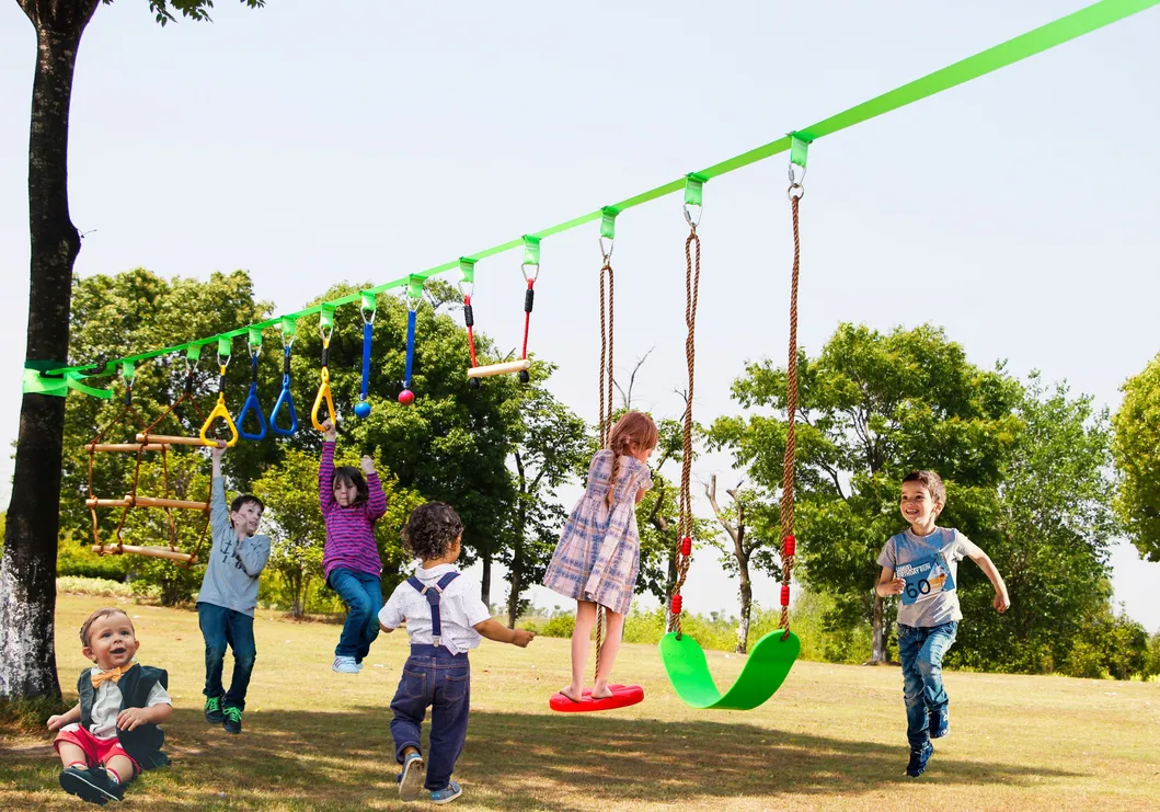 Gentle Booms Sports OEM Ninja Warrior Slackline Obstacles Course Monkey Bar with Ladders for Sale