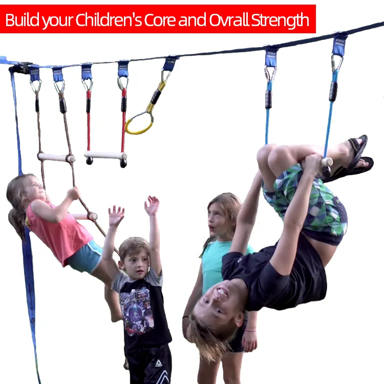 Gentle Booms Sports OEM Ninja Warrior Slackline Obstacles Course Monkey Bar with Ladders for Sale