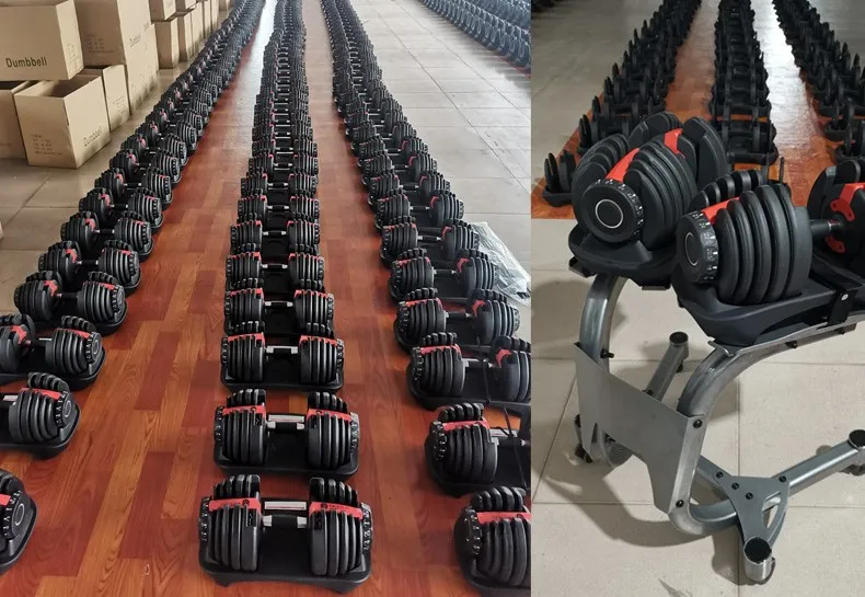 Gym Equipment Hot Selling 52lbs/90lbs Adjustable Dumbbell Set for Bodybuilding Fitness
