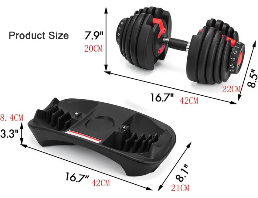 Gym Equipment Hot Selling 52lbs/90lbs Adjustable Dumbbell Set for Bodybuilding Fitness