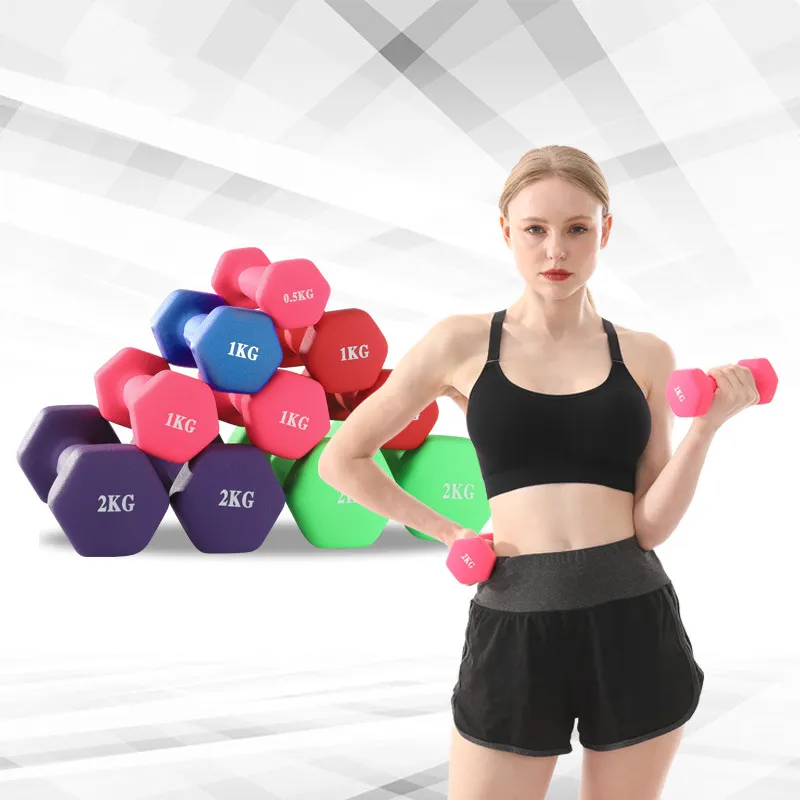 Kindergarten Morning Exercise with Sound Gymnastics Equipment Colorful Woman Use Dumbbell Kids Dumbbell Set with Rack