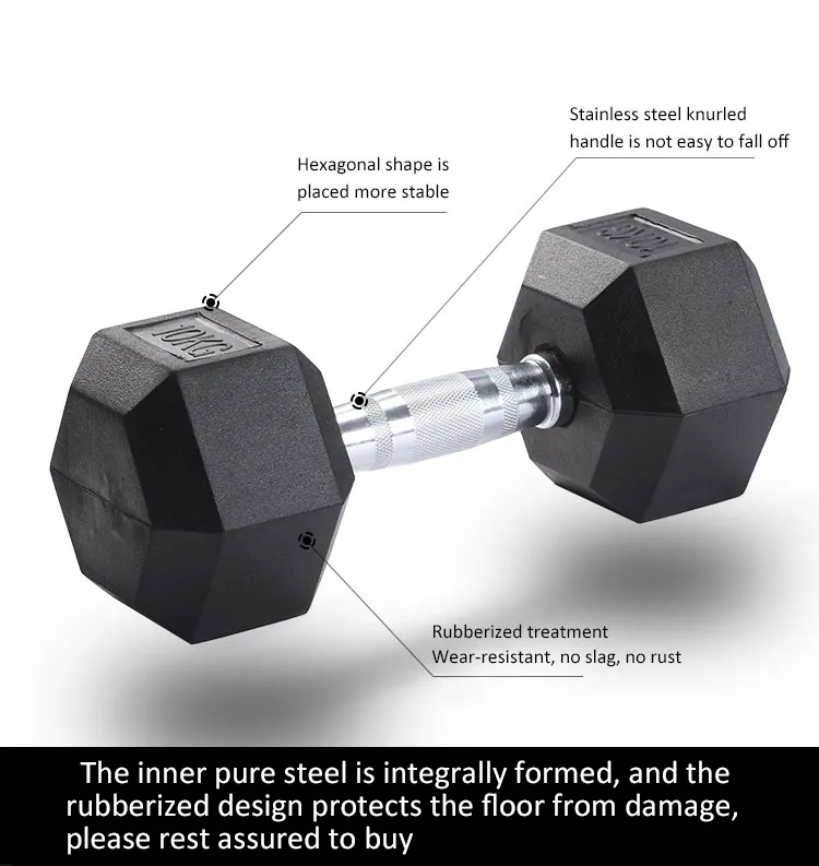 Manufacturer Coated Hexagonal Dumbbell Set Gym Fitness Weight 2.5-50 Kgs Pounds Rubber Hex Dumbbell with Rack