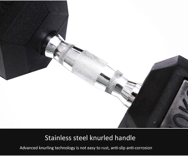 Manufacturer Coated Hexagonal Dumbbell Set Gym Fitness Weight 2.5-50 Kgs Pounds Rubber Hex Dumbbell with Rack