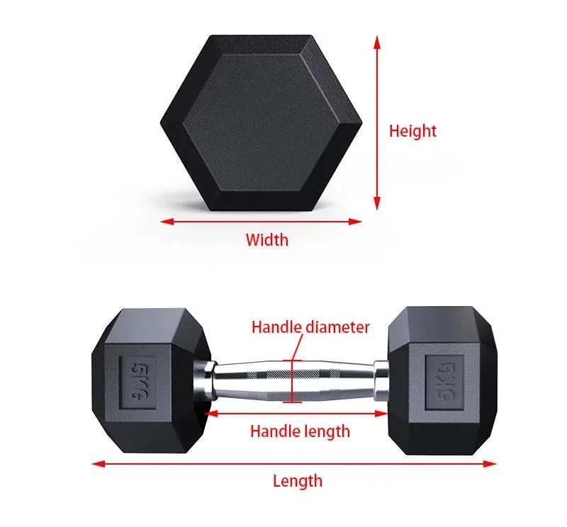 Manufacturer Coated Hexagonal Dumbbell Set Gym Fitness Weight 2.5-50 Kgs Pounds Rubber Hex Dumbbell with Rack