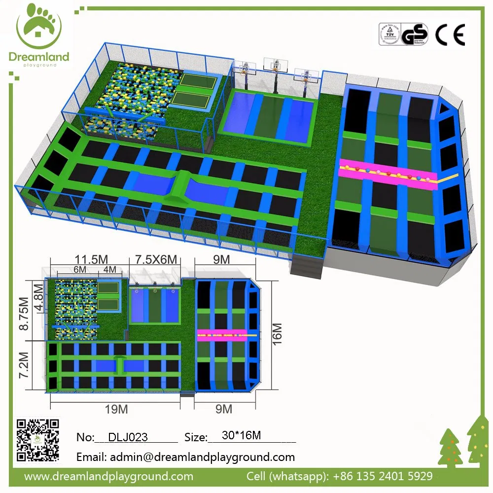 Multi-Function Trampoline Park with Free Air Jumping Zone, Dodgeball Courts and Slam Dunk Game