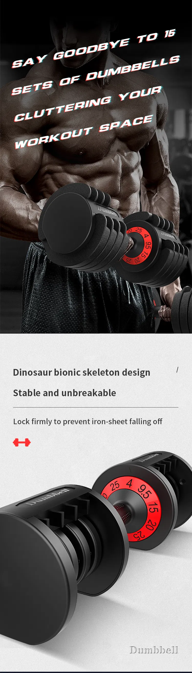 New Multifunctional Adjustable Dumbbell 12.5lb 25lb Strength Equipment Commercial Fitness Dumbbell