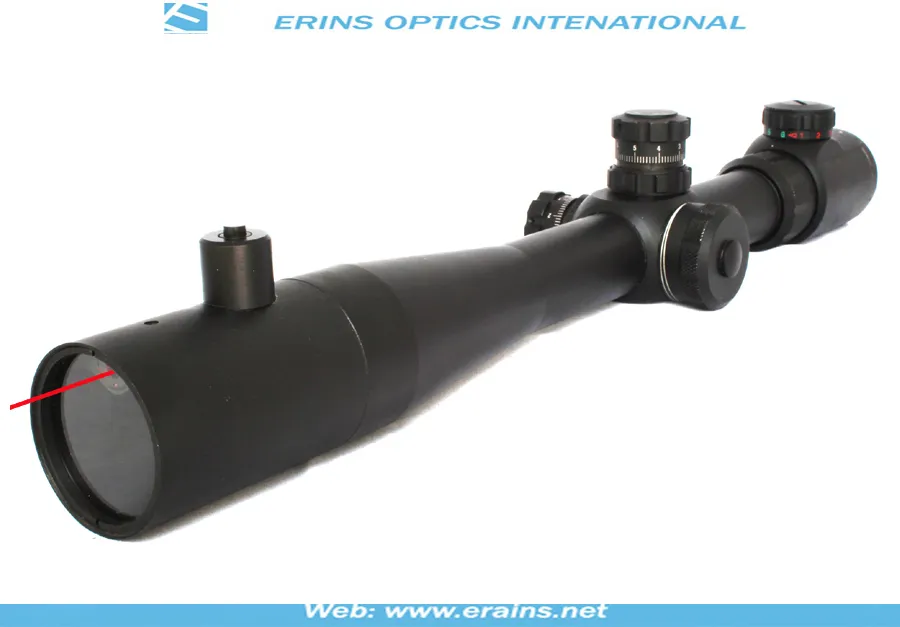 Tactical M14 4-14X40+R Rifle Scope -Red Green Mil-DOT Reticle with Front Inside Red Laser Attached