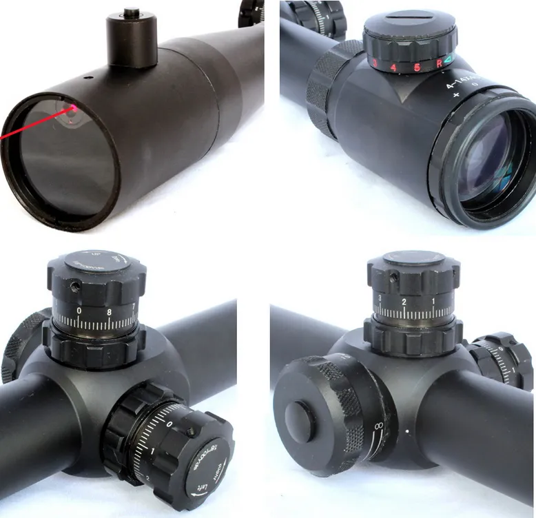 Tactical M14 4-14X40+R Rifle Scope -Red Green Mil-DOT Reticle with Front Inside Red Laser Attached