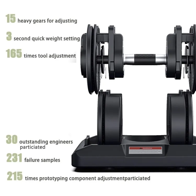 Wholesale Adjustable Rubber Hex Chrome 15kg Barbell Dumbell Sets Dumbbell Strength Training Set